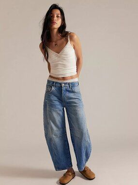 We The Free Good Luck Mid-Rise Barrel Jeans